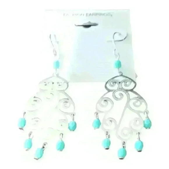 Jewelry - Silver and turquoise chandelier earrings